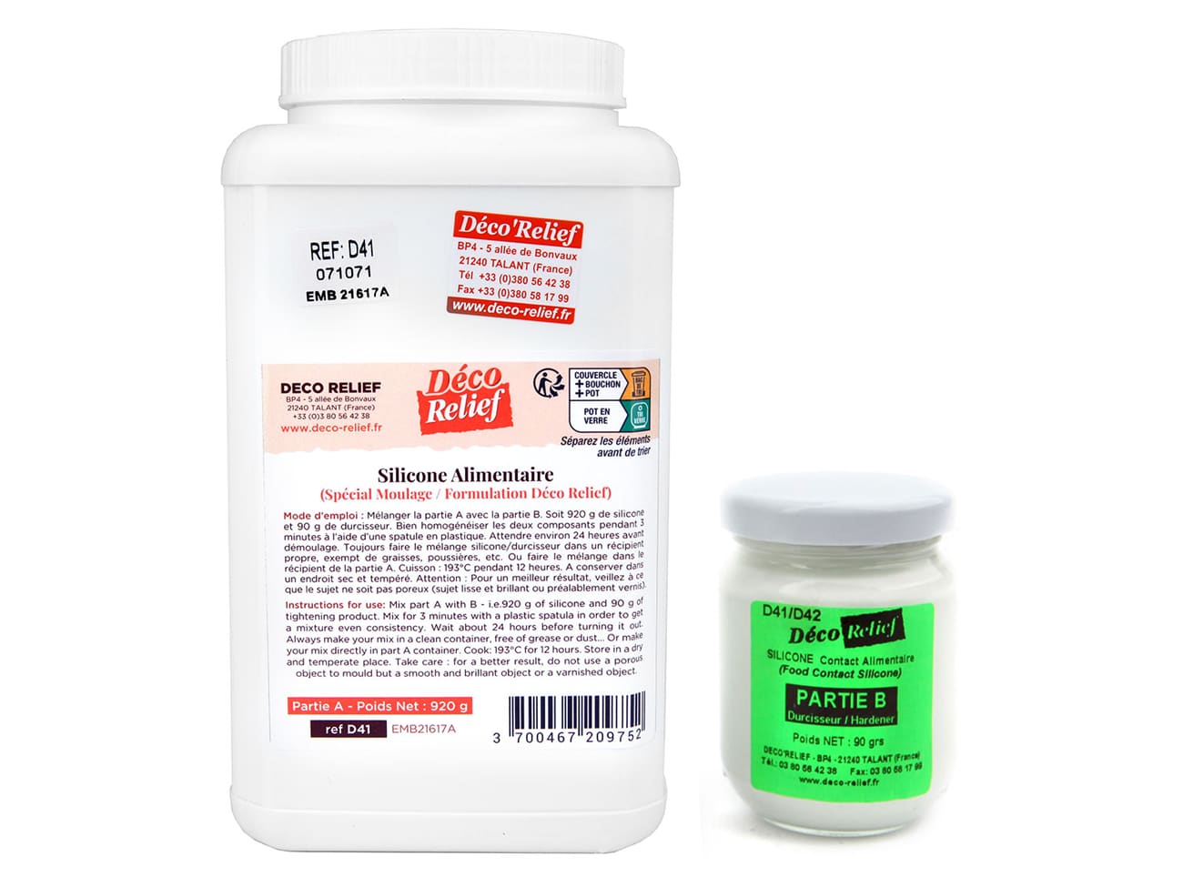 Kit silicone alimentaire - pot de 920 g - Blanc - Déco Relief