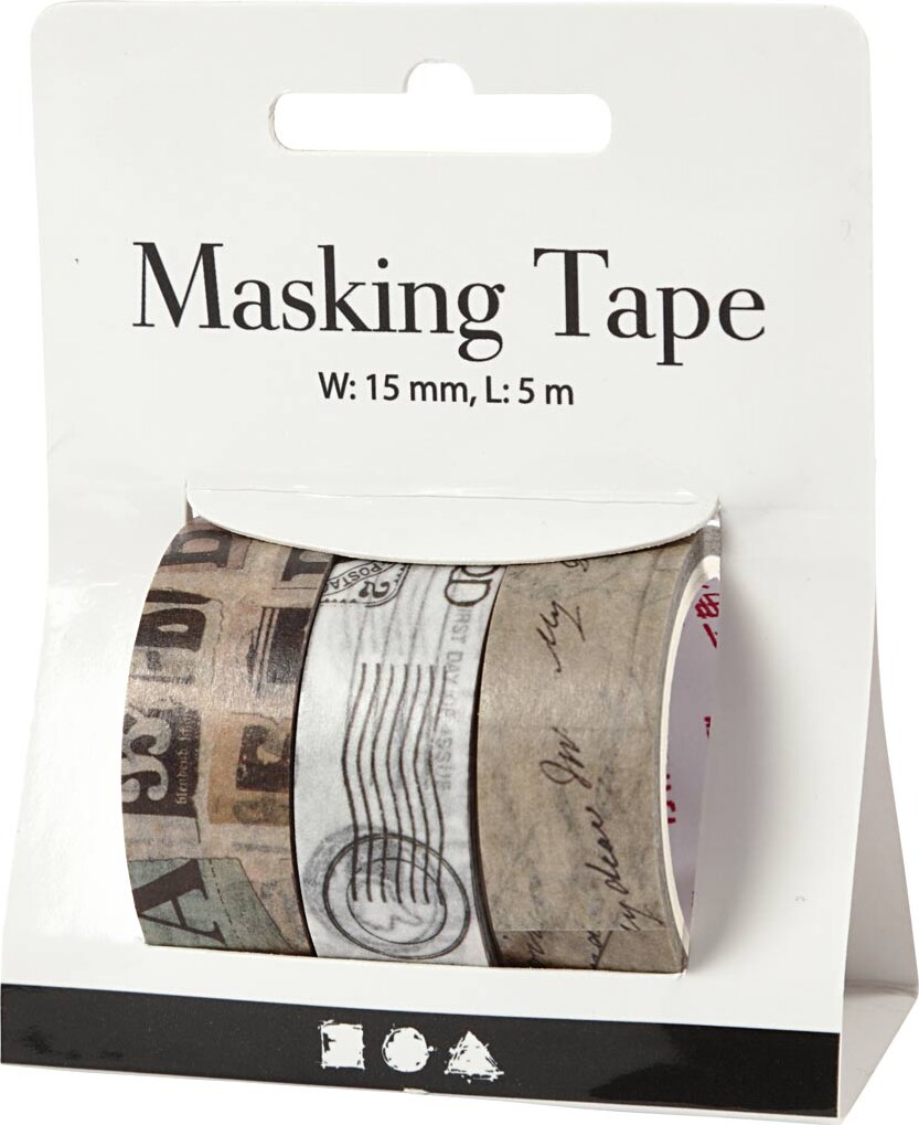Masking Tape - Brevkorrespondance - L 5 M - B 15 MM - 3 Ruller