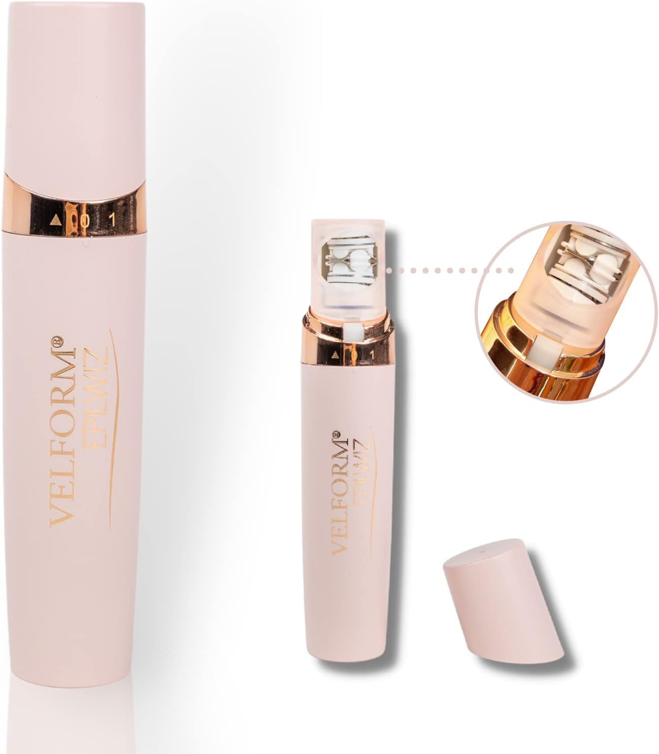 Epilwiz USB Mini Epilierer Wiederaufladbare Elektrische Haarentfernung inkl. Aufsatz (VCSVFCIND0254) - Rosa / Gold