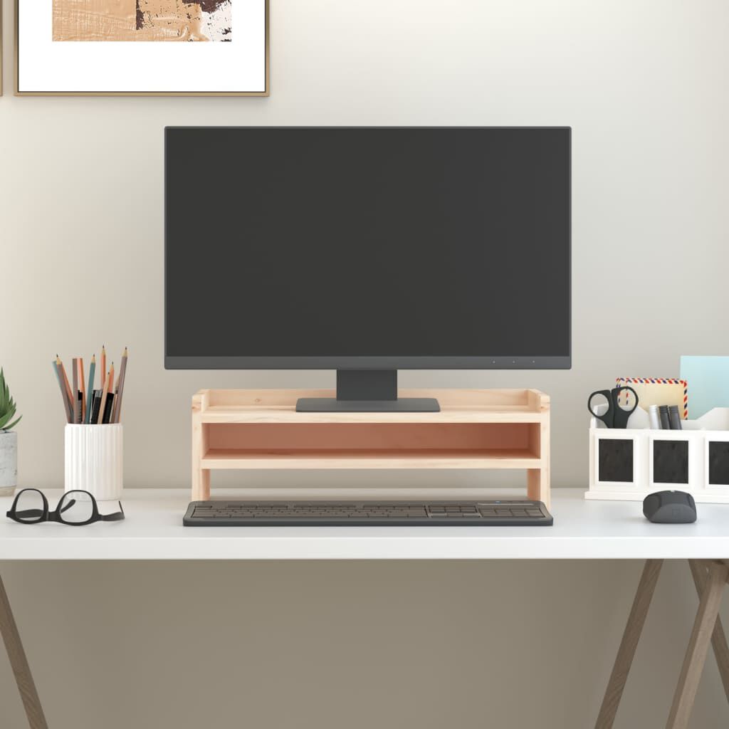 vidaXL Monitorstandaard, 50x24x16 cm, massief grenenhout