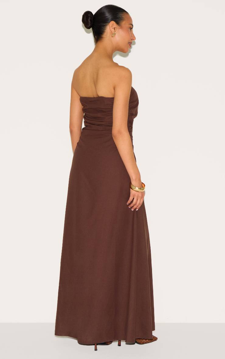 Chocolat Robe Maxi Bandeau Aspect Lin Petite