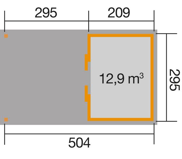 Weka Schiebetürhaus 225 + 295 cm XL-Anbau