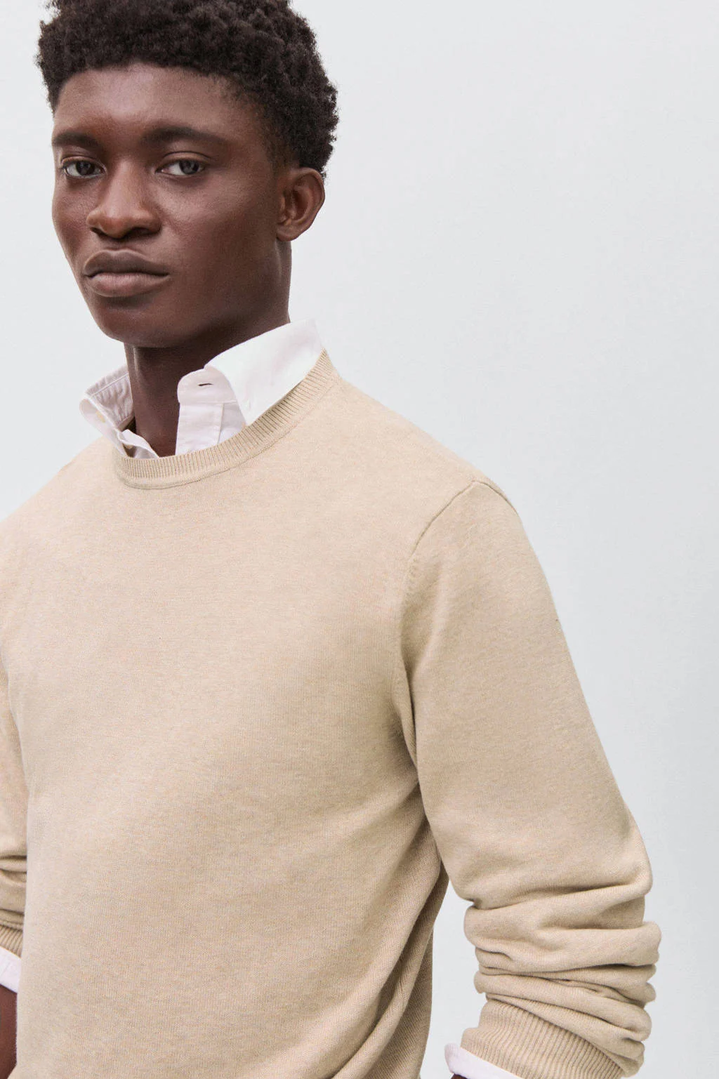 MANGO TEEN trui beige fijn gebreid