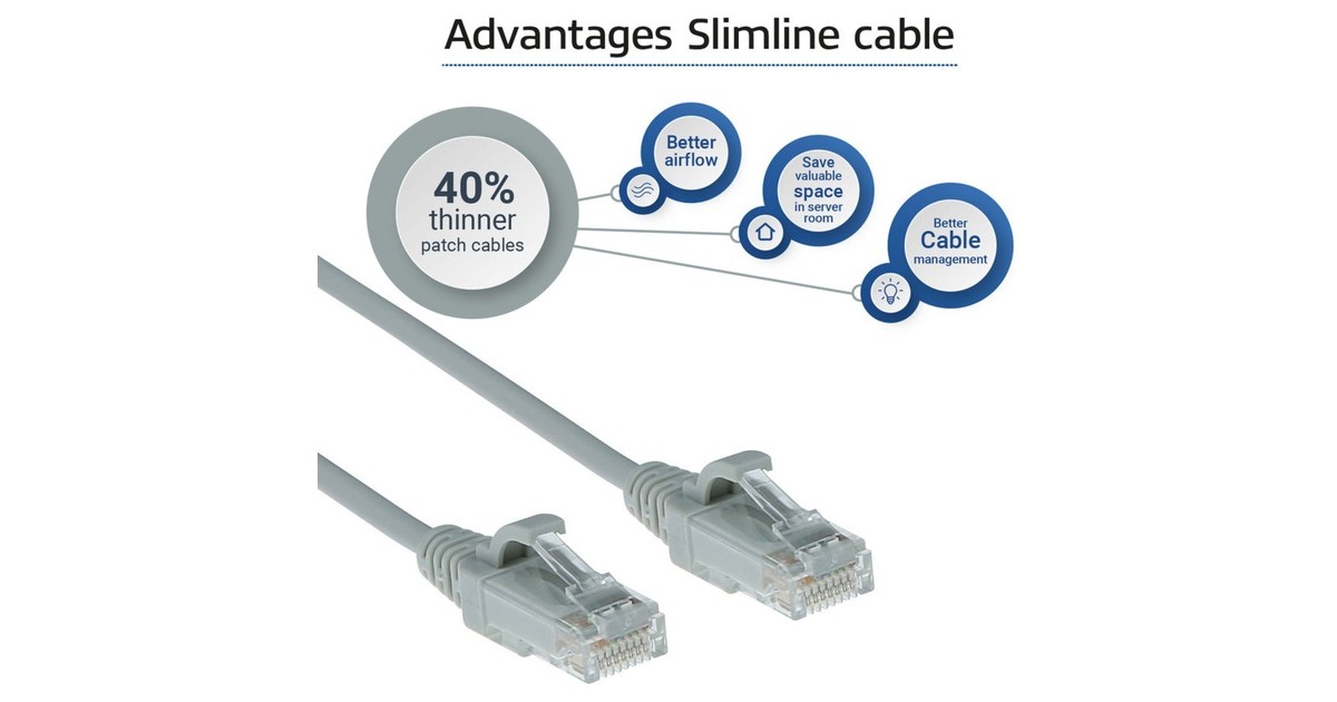 ACT ConnectivityLSZH U/UTP CAT6 datacenter slimline patchkabel snagless met RJ45 connectoren  (Grijs, 5 meter)