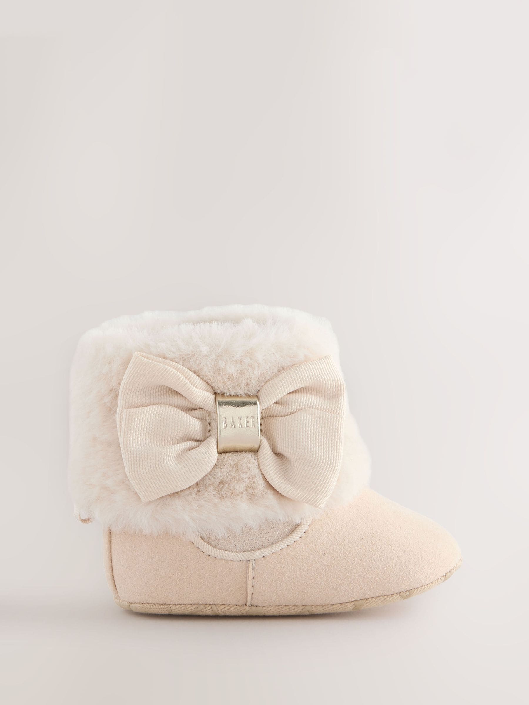 Gebroken wit - Baker by Ted Baker gewatteerde laarsjes met imitatiebont voor babymeisjes