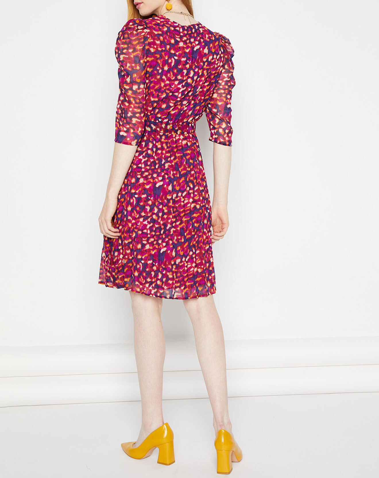La Petite Etoile Robe en voile Yana léopard rose/violet