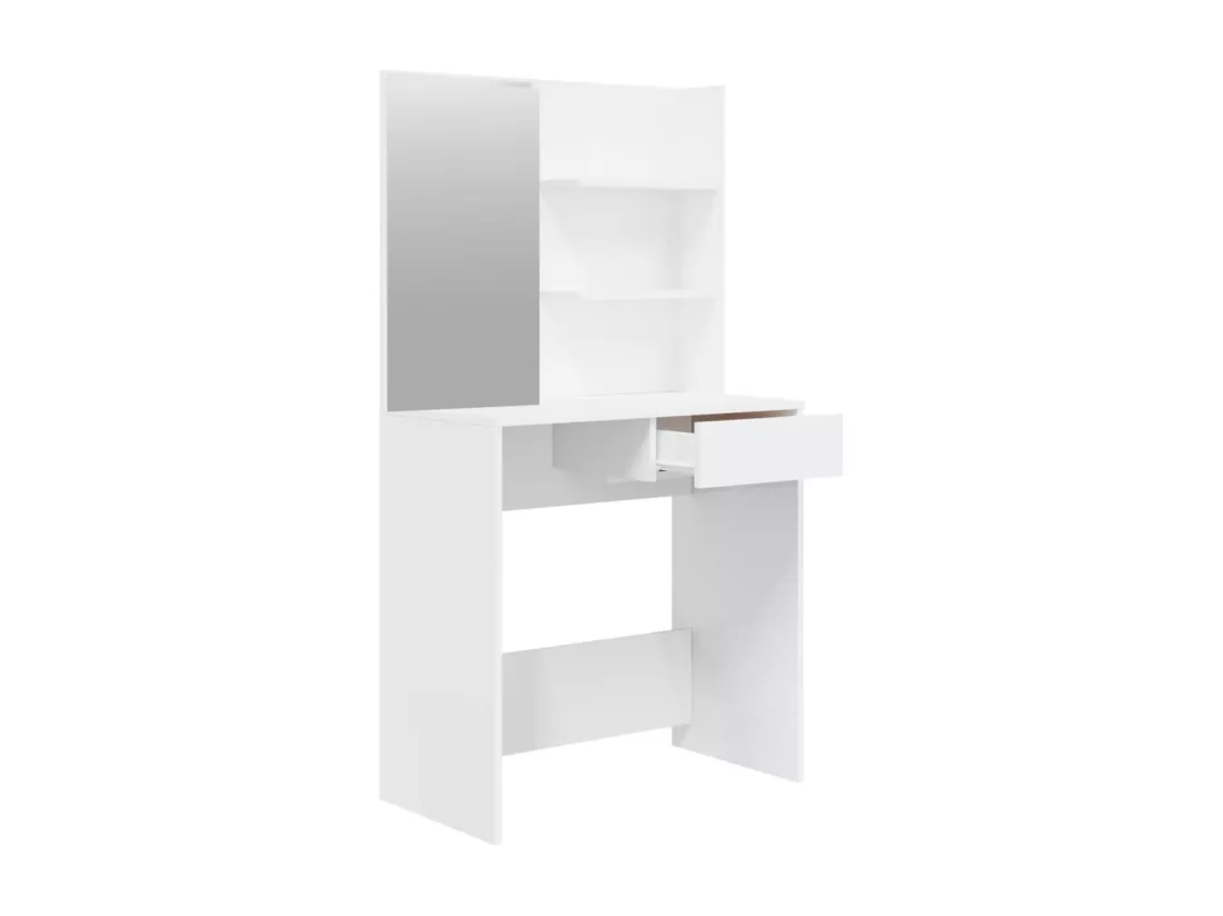 Coiffeuse avec miroir Blanc brillant 74,5x40x141 cm
