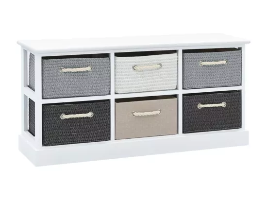 Banc de rangement 6 tiroirs Bois