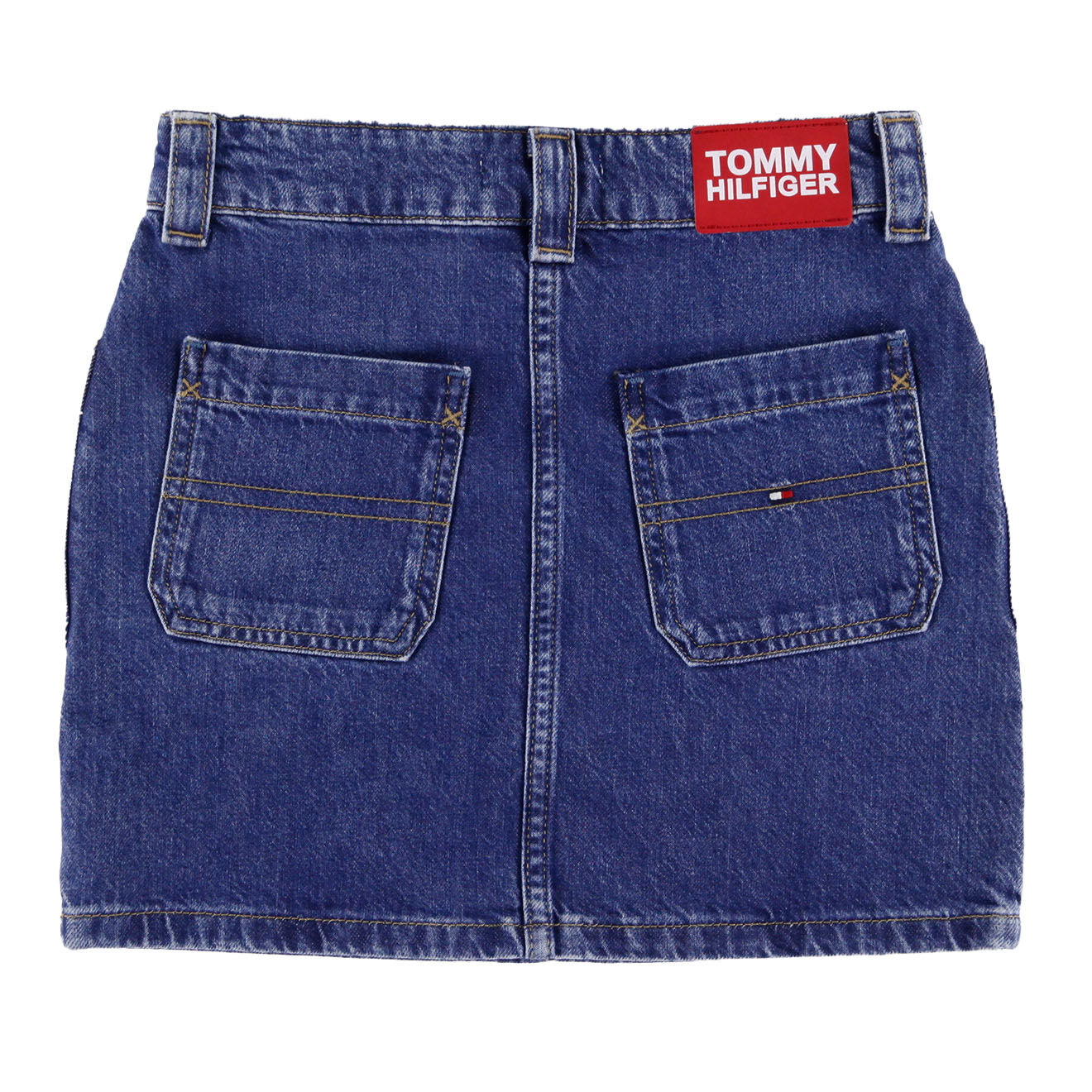 Tommy Hilfiger Jupe courte en jean à petit logo brodé bleue