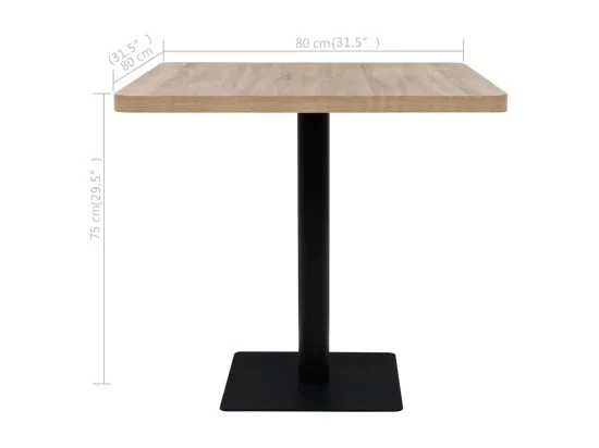 Table de bistro MDF et acier Carré 80x80x75 cm Couleur de chêne