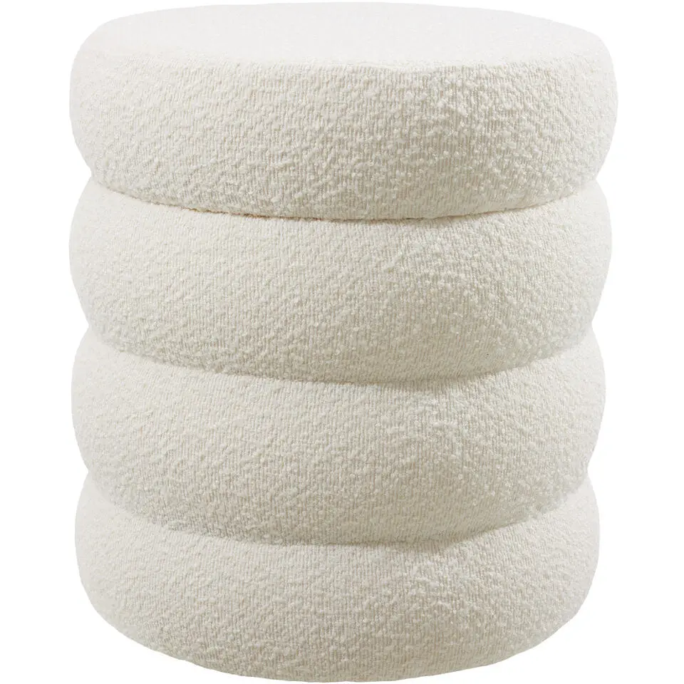 tectake Hocker Altu, gestoffeerd, opbergruimte, Bouclé Crèmewit