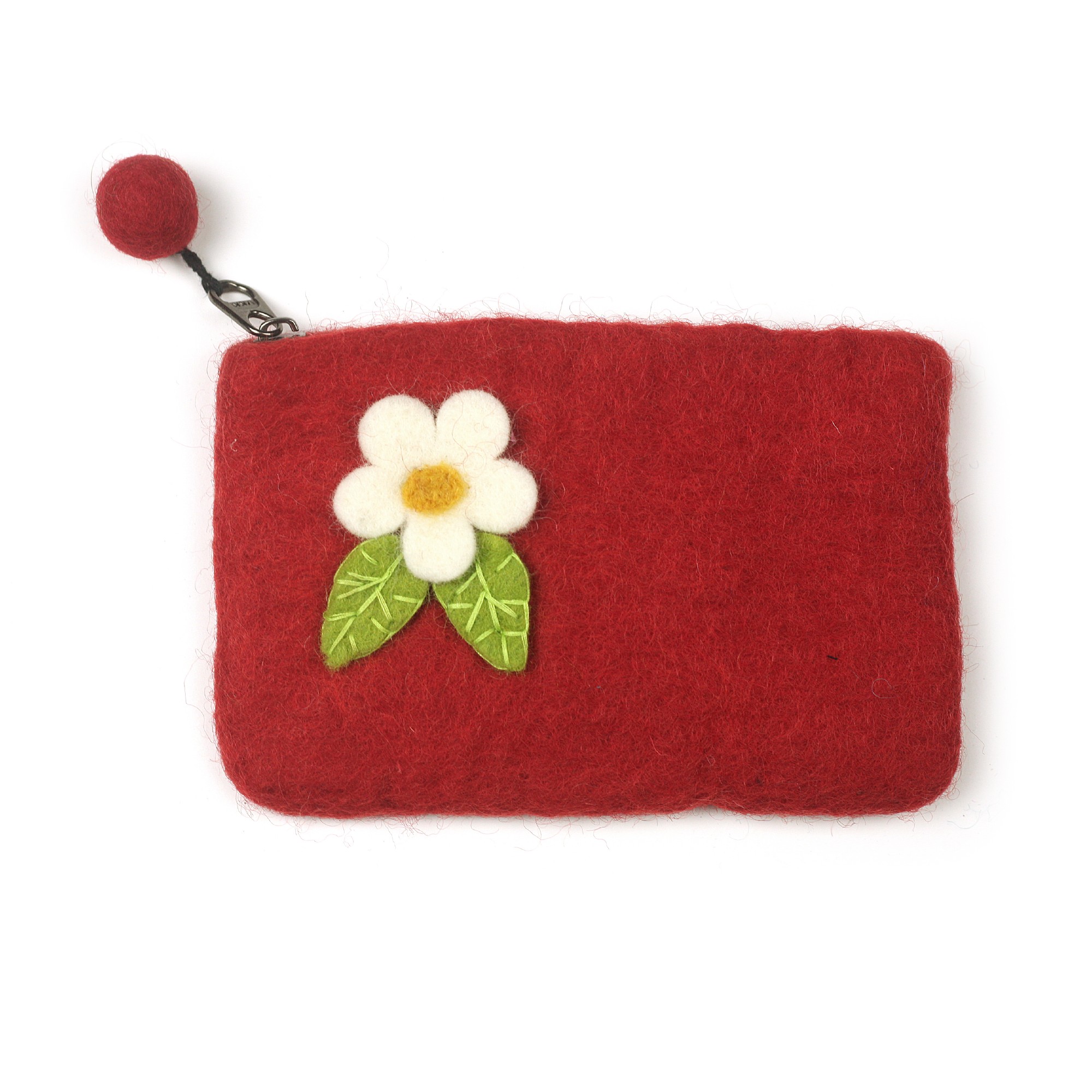 Filz-Etui 'Blümchen' mit Zipper, rot, weiß, B 16 cm, H 10 cm günstig bestellen