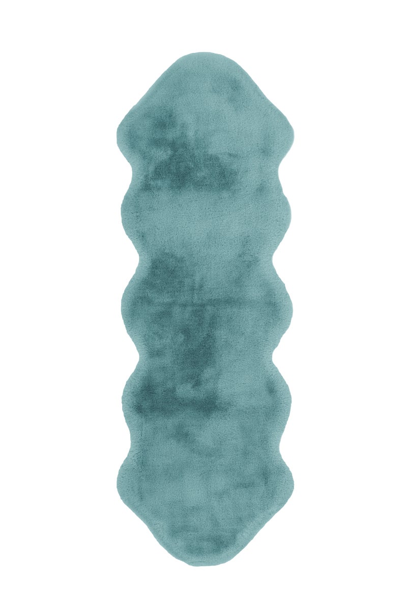 Silkara hoogpolig tapijt, turquoise, 35 mm, effen, handgetuft, 60 x 180 cm