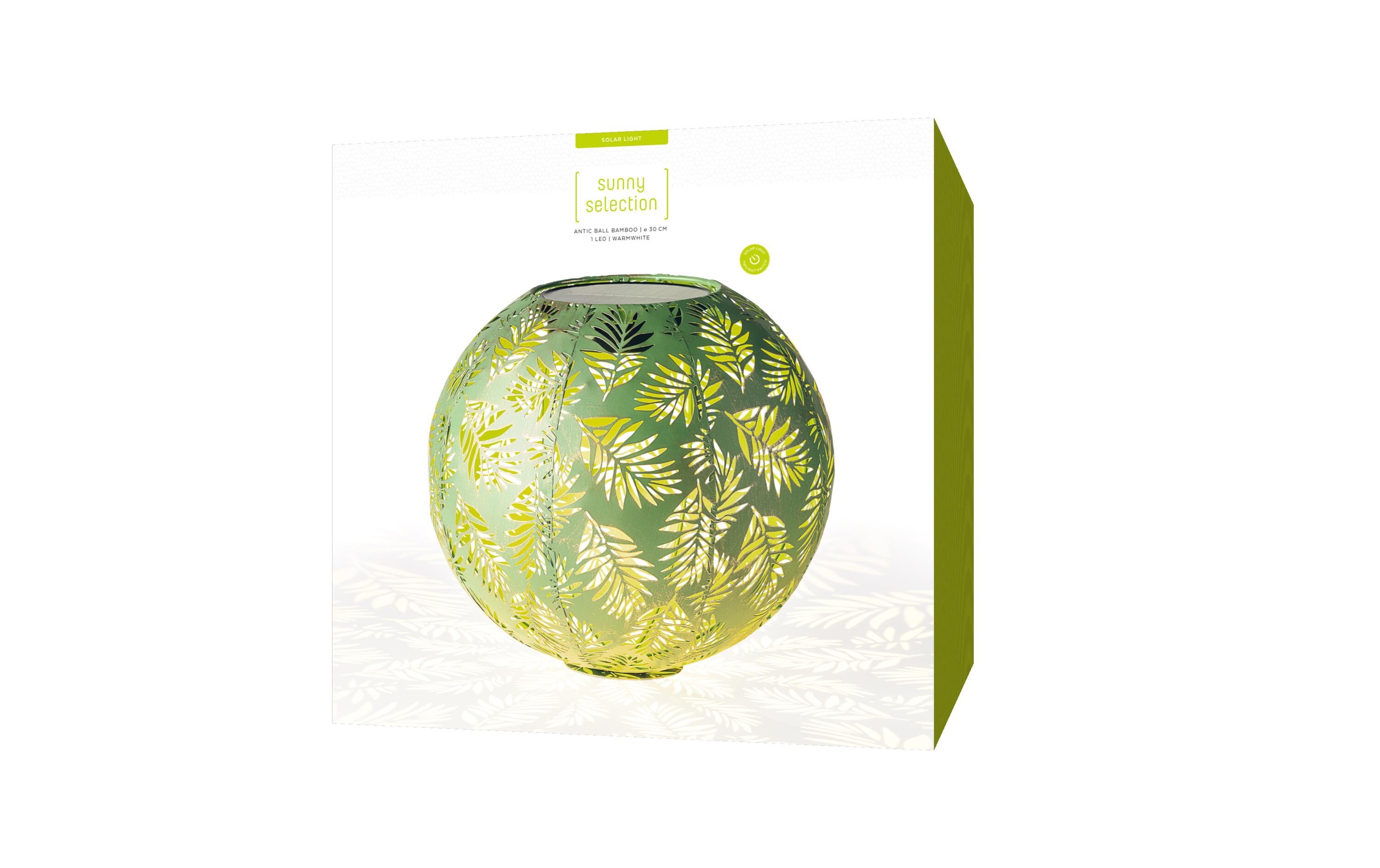 Laterne Solar Antic Ball Bamboo, Ø 30 cm, GrünSolarleuchte zum Aufstellen