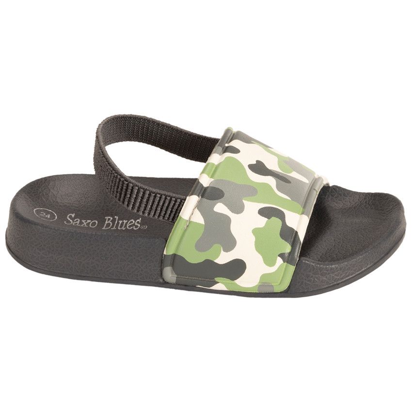 Mules à bride imprimée camouflage pour garçon avec lanière selon l'âge - Gris foncé