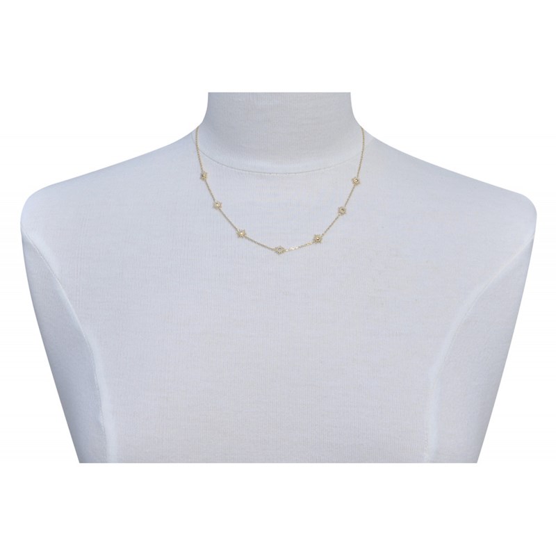 Collier Plaqué Or Sept Soleils de Billes