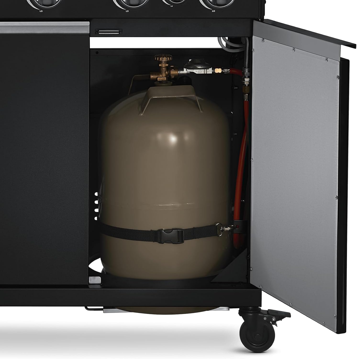 BURNHARD® Gasgrill 3-Brenner inkl. BACKBURNER, 900°C Infrarot-Keramikbrenner, Seitenkochfeld, Gusseisen-Grillrost, Grillabdeckung, Grillwagen, klappbare Seitentische, Schwarz – FRED Deluxe