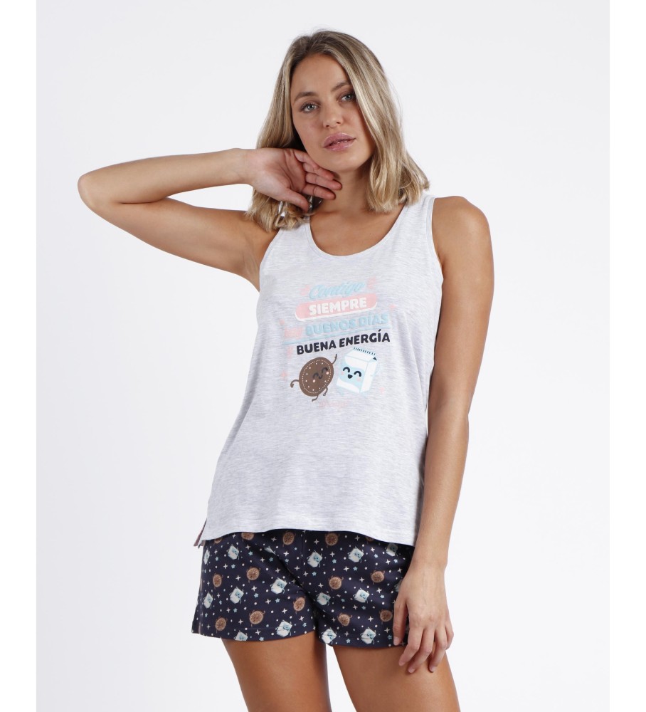 Pijama sem mangas Aznar Innova With You cinza