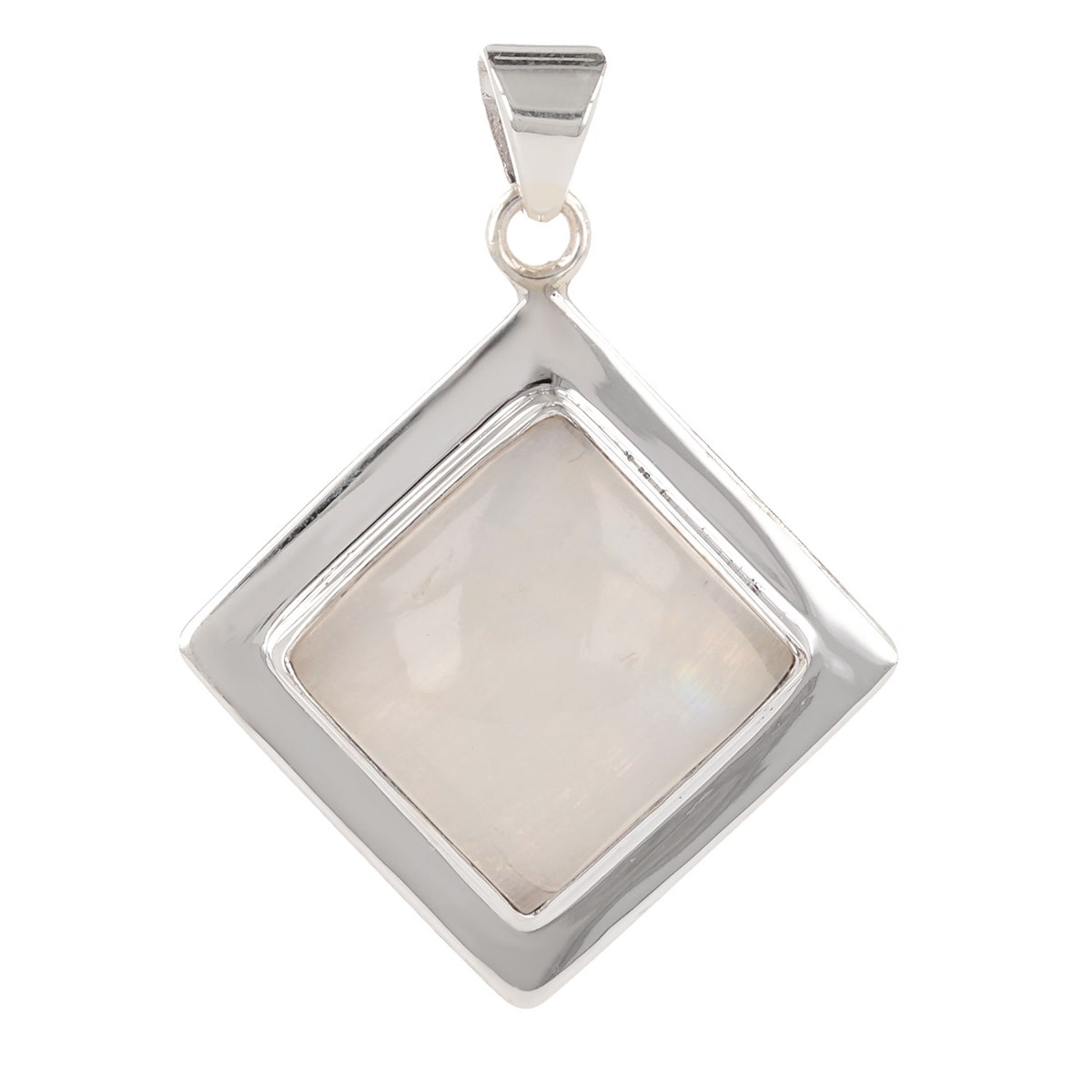 Pendentif ADEN  Pierre de Lune forme carrée argent massif rhodié