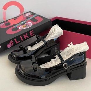 FRAISO - Mary Jane-schoenen met strik en dikke hak