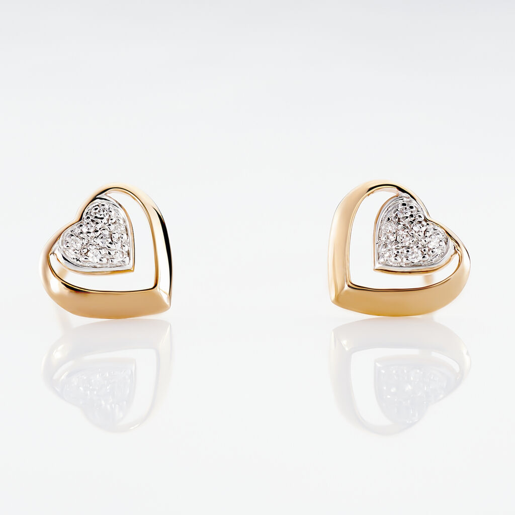 Boucles D'oreilles Puces Liana Or Rose Diamant