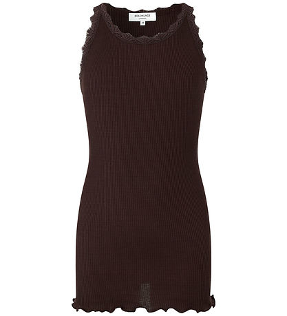 Rosemunde Top - Lang - Seide/Baumwolle - Dark Espresso m. Spitze