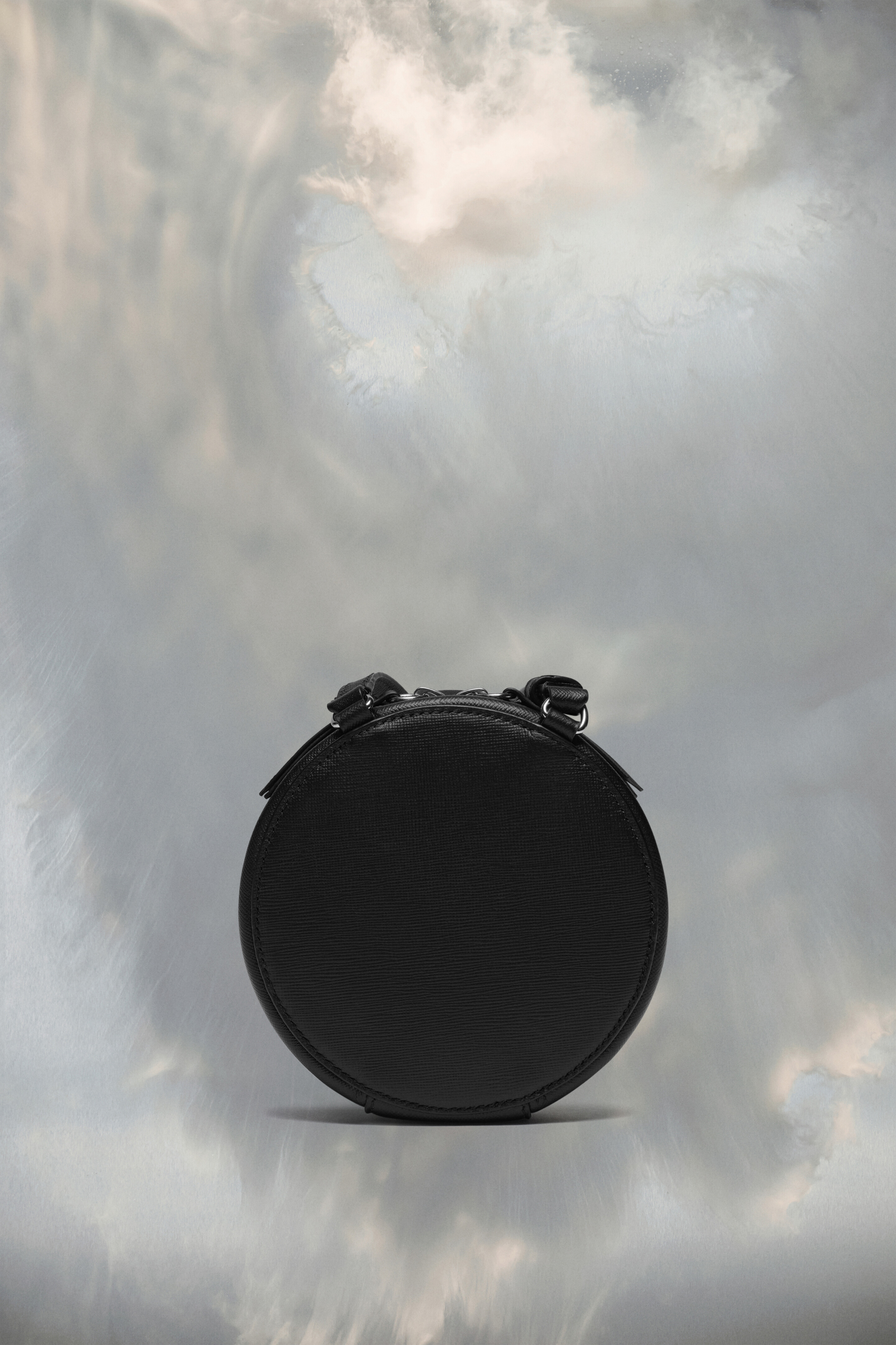Mini sac rond noir en cuir