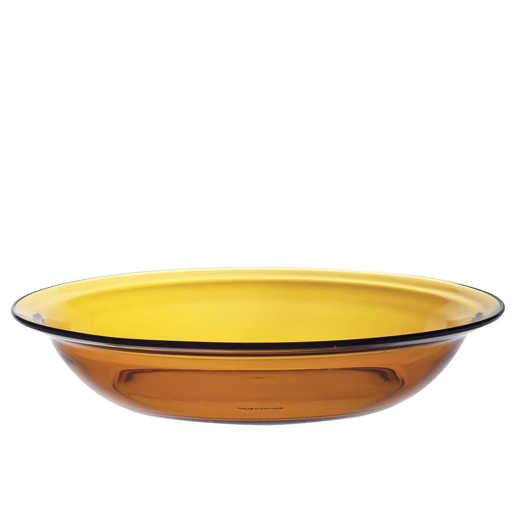 Lys - Plat de service rond creux en verre coloré vermeil 28cm