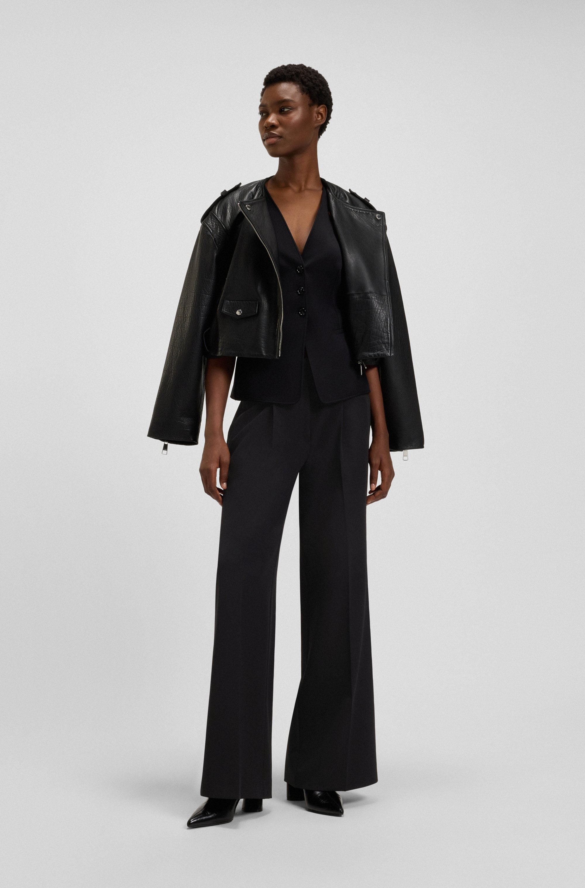 BOSS ORANGE Anzughose »Tiwi Premium Damenmode«  Wide Leg mit Bügelfalte