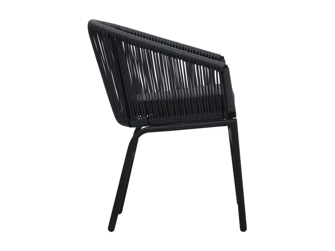 Chaises de jardin 2 pièces Noir Rotin PE