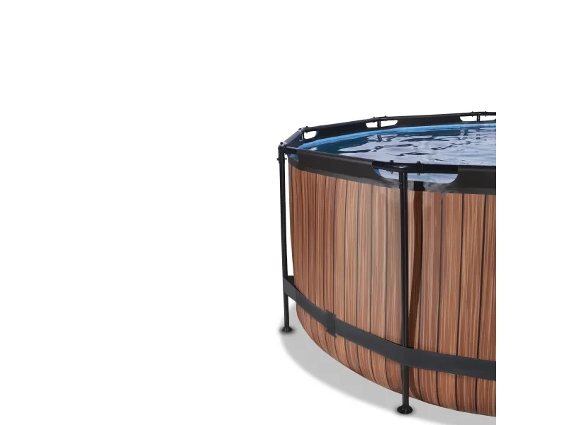 EXIT Wood pool ø360x122cm med filterpumpe - brun 10126 L