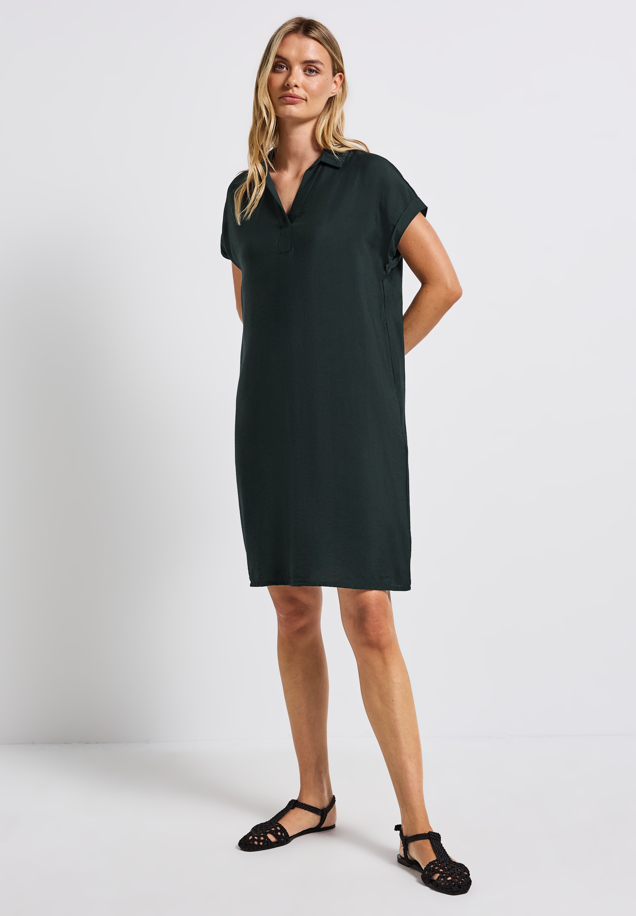 STREET ONE Shirtkleid Eingrifftaschen mit geschlitztem Ausschnitt