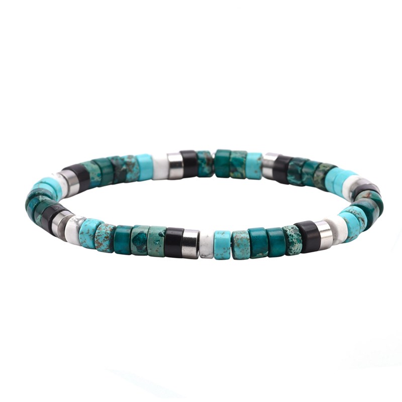 Bracelet Perles Heishi Turquoise Jaspe Vert-Small-16cm