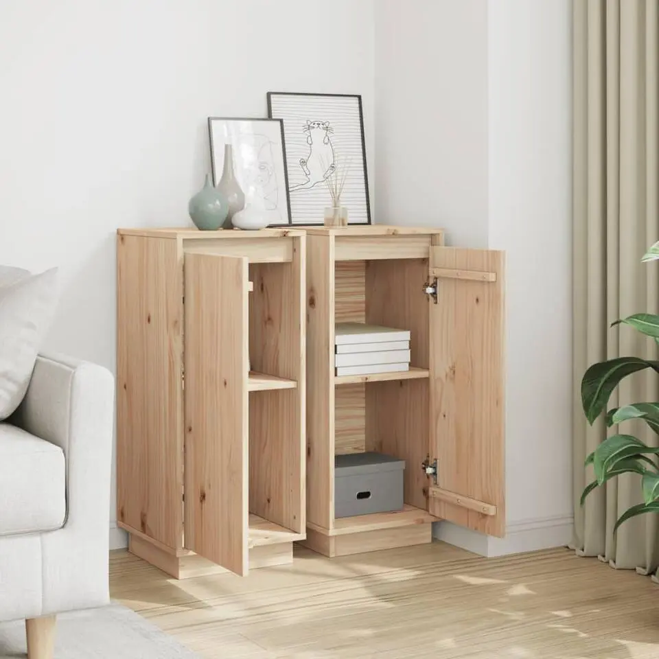 vidaXL - Dressoir - Bruin - Grenenhout - 2 stuks
