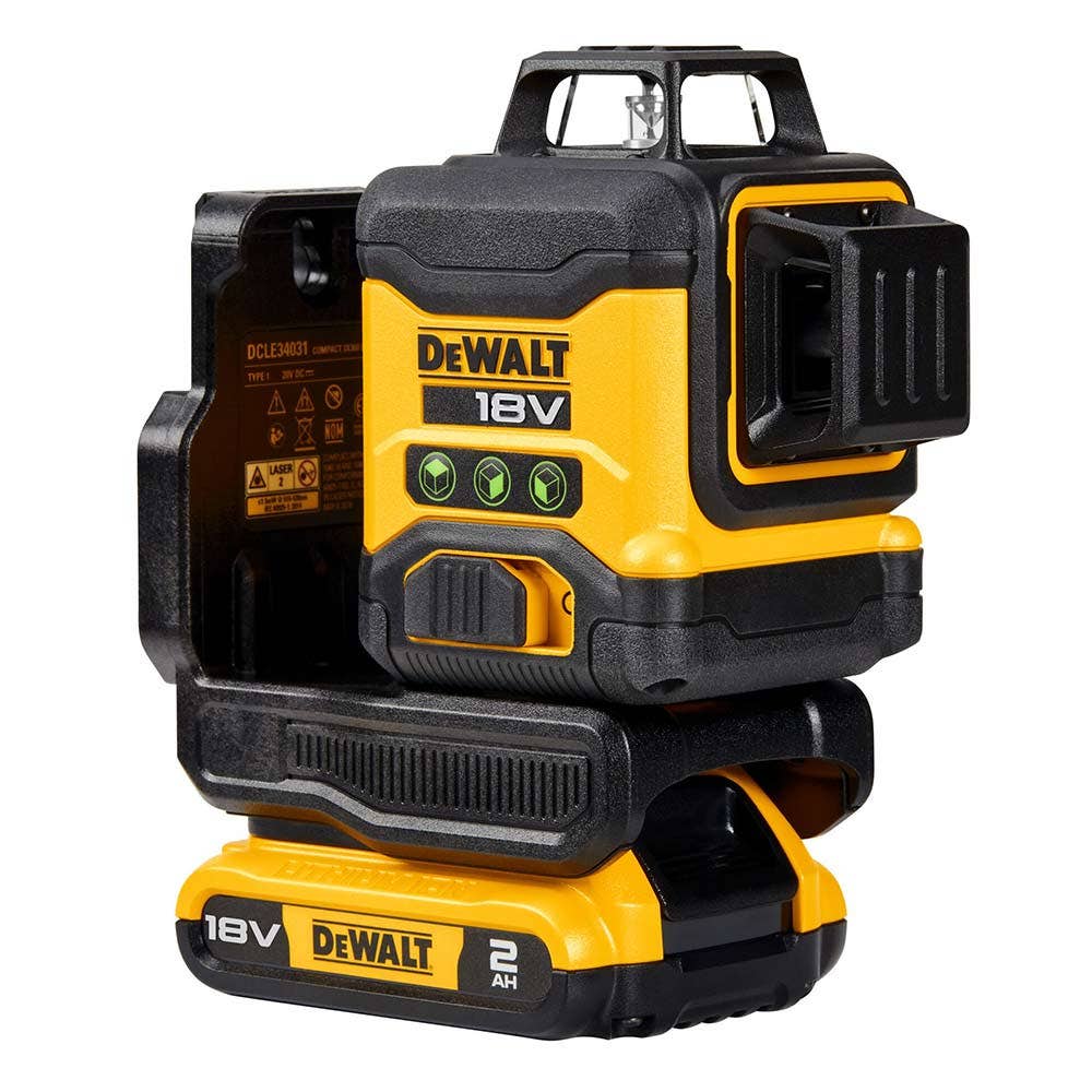 Kit de laser multilinhas compacto DEWALT 18V XR 3 x 360 graus verde DCLE34031D1-XE