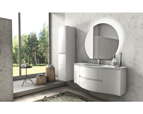 Vage 69 cm witte glanzende wastafelmeubel