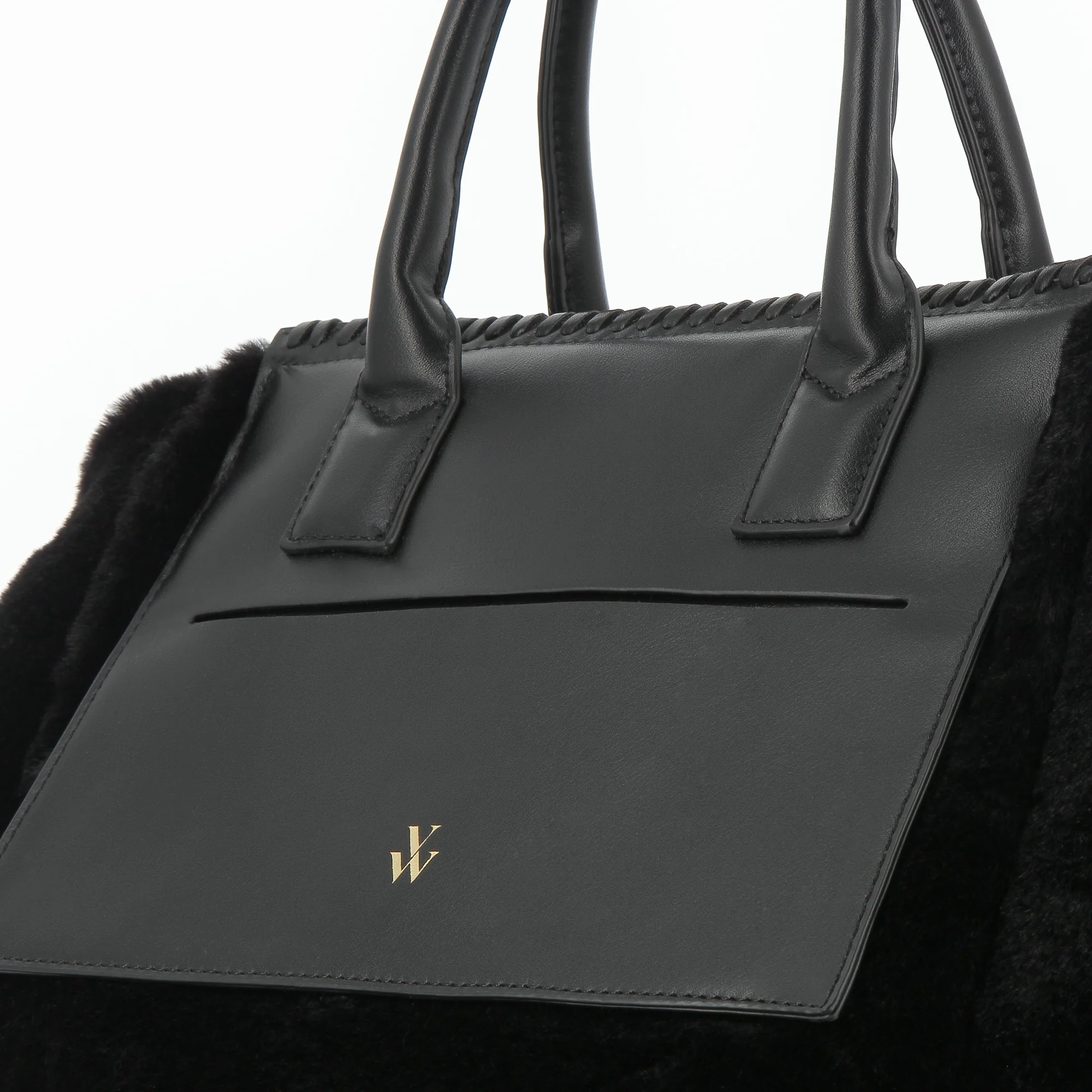 Sacs-Cabas Christiane noir en fausse fourrure