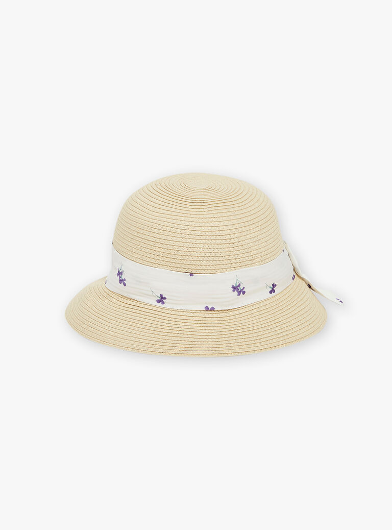 Chapeau de paille souple à bande fleuries
