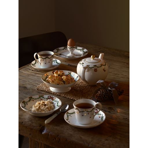 Royal Copenhagen Stjerne Riflet Jul Middagstallerken, Hvid, Ø27 cm