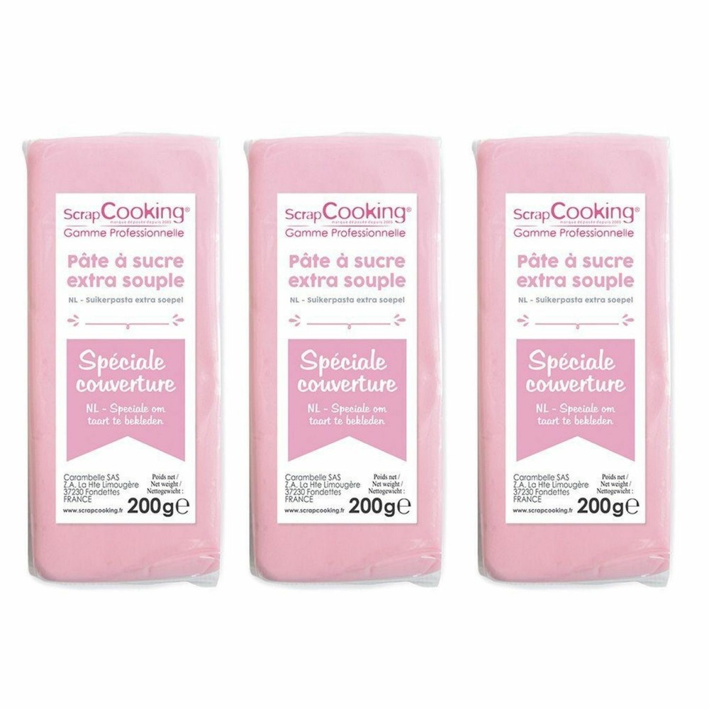 Pâte à sucre de couverture rose 600 g