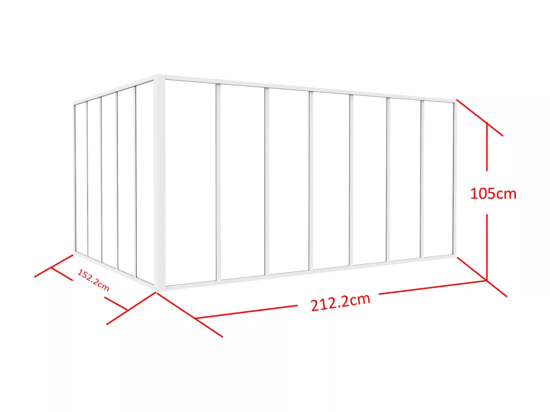 Verrière d'angle d'atelier en aluminium thermolaqué - L210 x L150 x H105 - Blanc - BAYVIEW