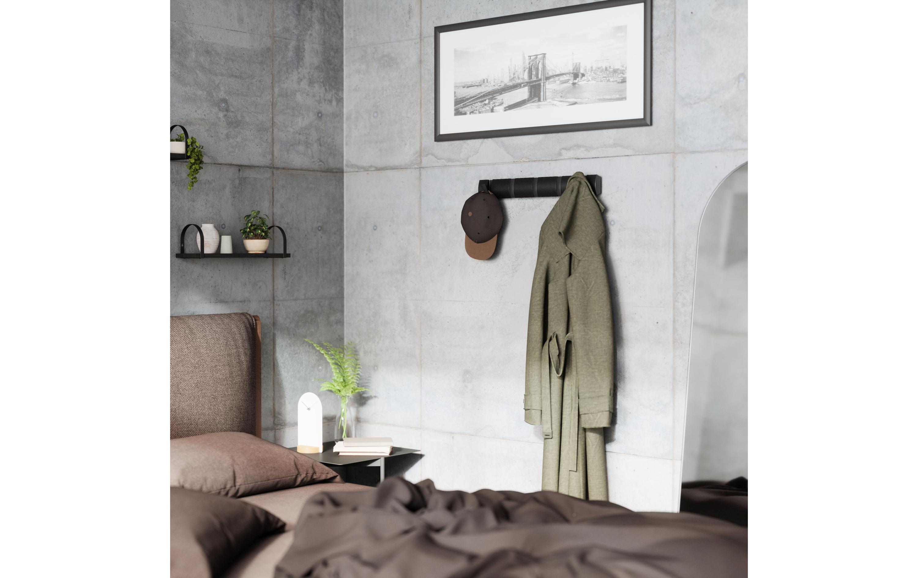 Wandgarderobe Flip 5 Haken, SchwarzGarderobenhaken zum einklappen