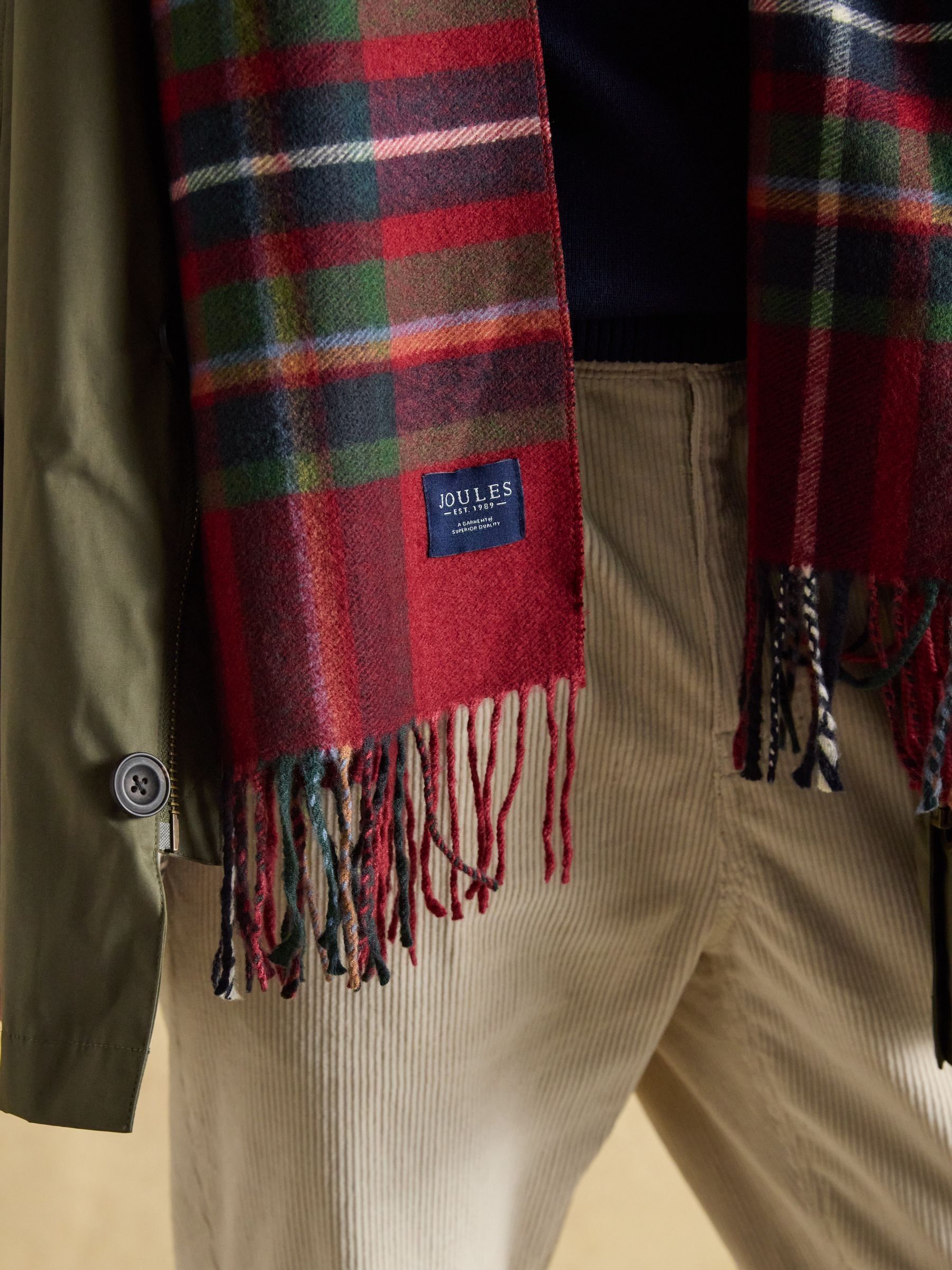 Rood - Joules Langtree Check Scarf