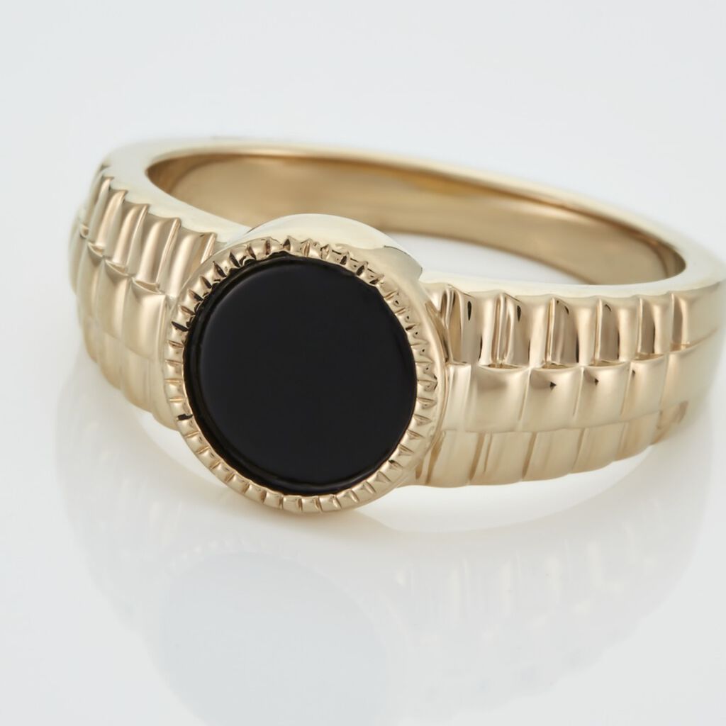 Chevalière Plaqué Or Jaune Haakon Onyx