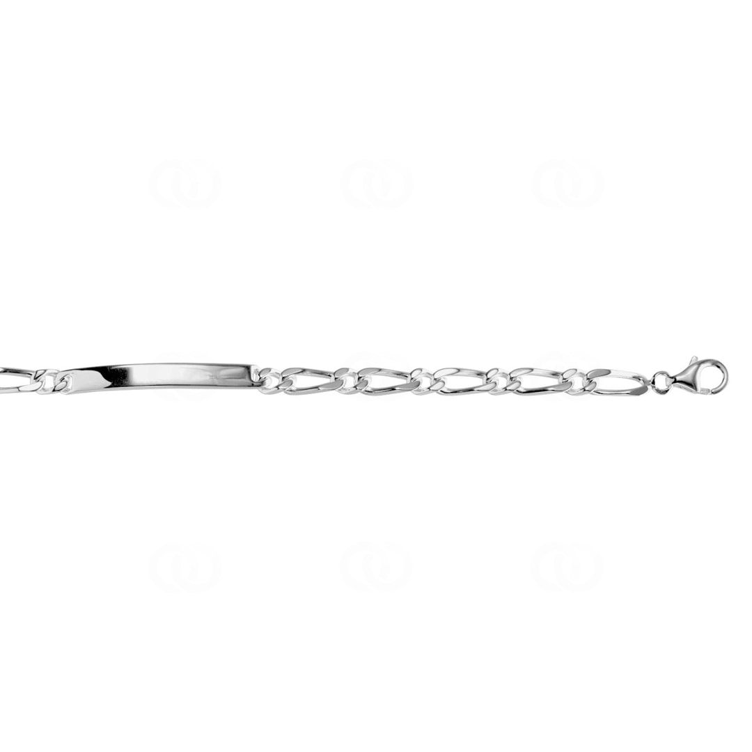 Gravurarmband Figaro 1+1 4-seitig 925 Silber rhodiniert 4.0mm
