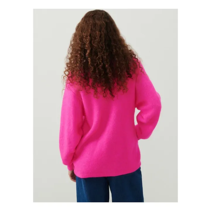 American Vintage Cardigan Vitow Alpaga et Laine | Rose fluo