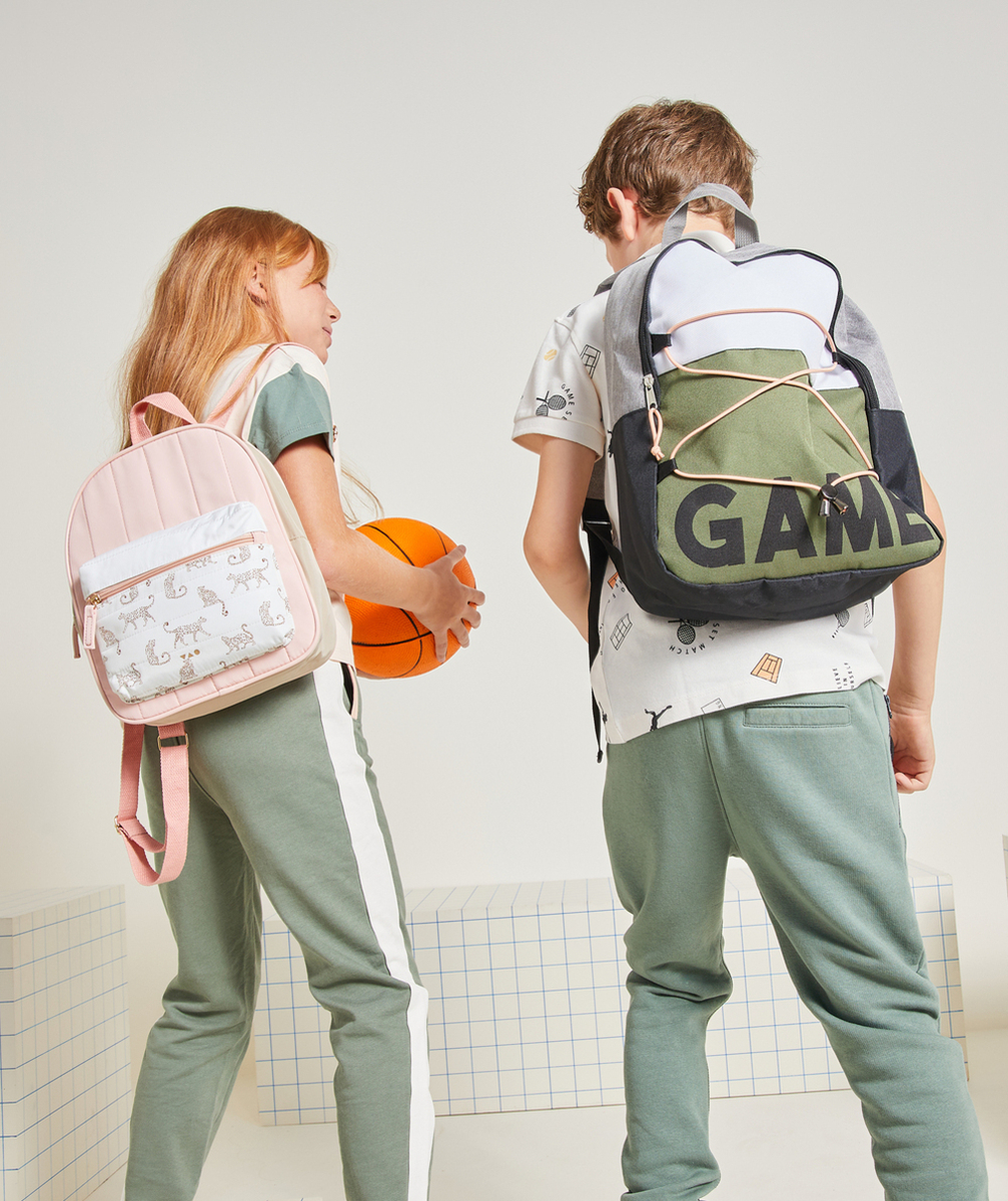 SAC À DOS MATELASSÉ BÉBÉ FILLE ROSE AVEC IMPRIMÉ LÉOPARDS