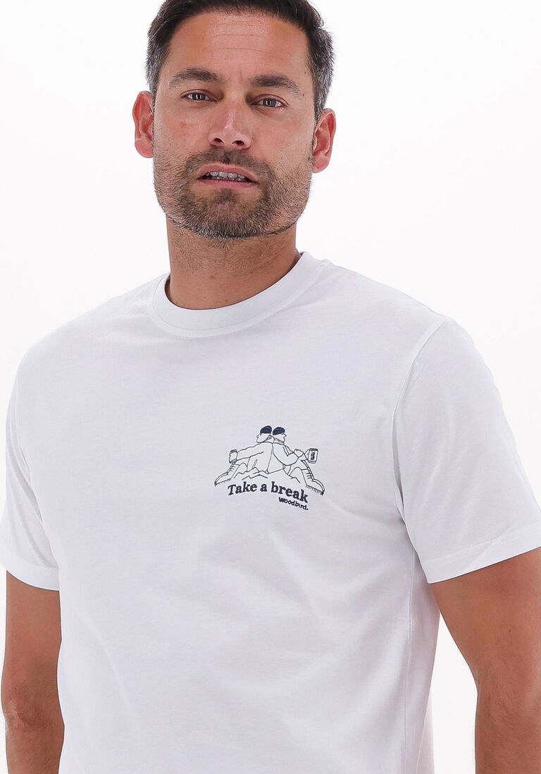 WOODBIRD witte woodbird t-shirt yuri break tee