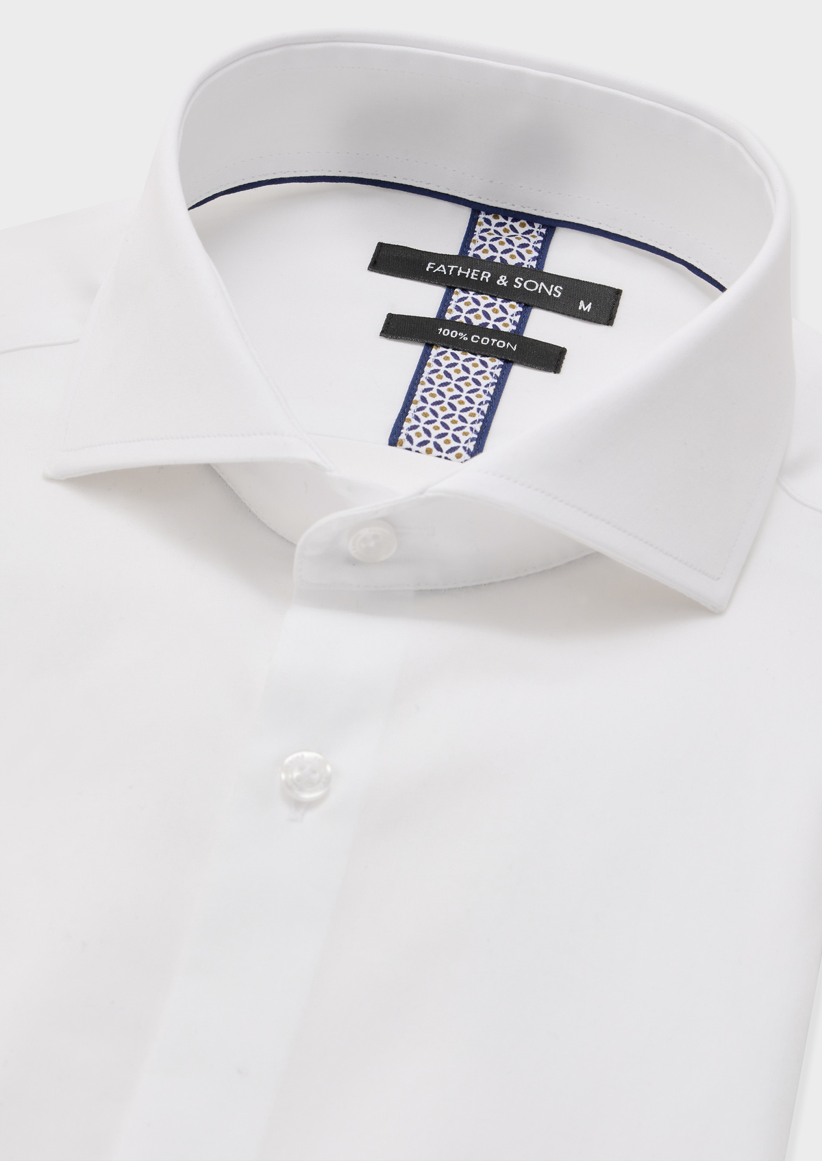 Chemise manches courtes Slim en satin de coton uni blanc