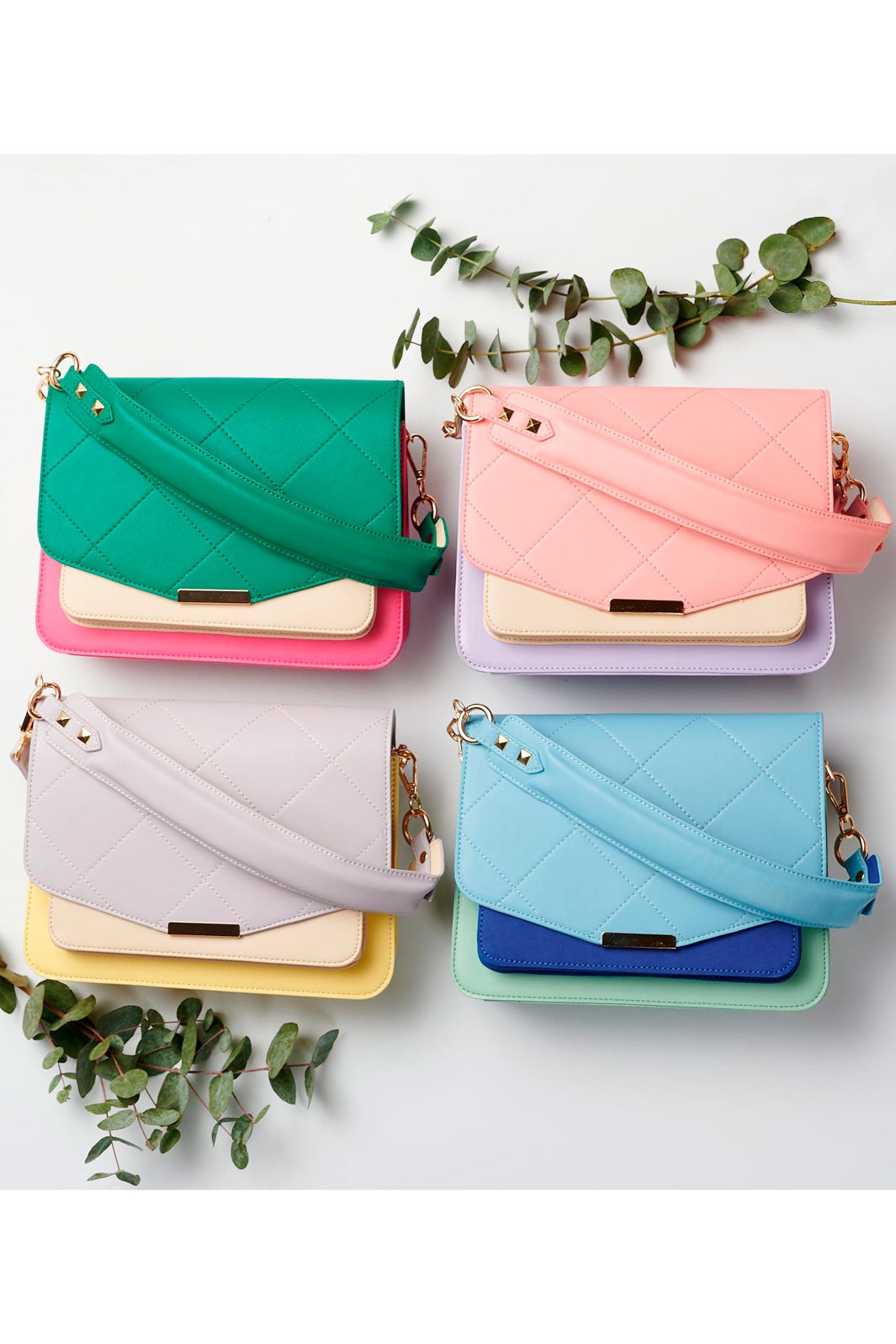 Noella Blanca Multi Compartment Bag green pink nude